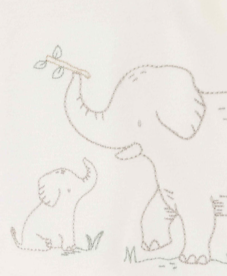 Conjunto longo bebê 3 peças e touca elefantes multicor