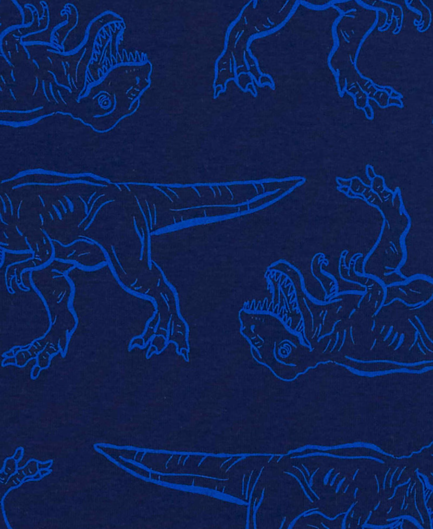 Pijama longo infantil 4 peças listras mescla t-rex multicor